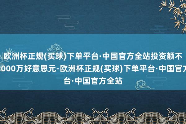 欧洲杯正规(买球)下单平台·中国官方全站投资额不向上2000万好意思元-欧洲杯正规(买球)下单平台·中国官方全站