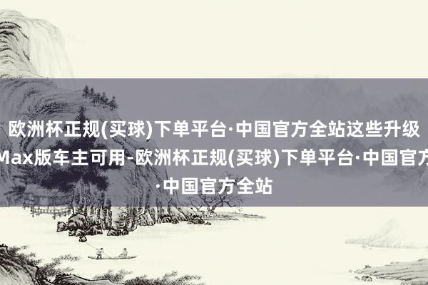 欧洲杯正规(买球)下单平台·中国官方全站这些升级仅限Max版车主可用-欧洲杯正规(买球)下单平台·中国官方全站