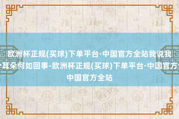 欧洲杯正规(买球)下单平台·中国官方全站我说我这个耳朵何如回事-欧洲杯正规(买球)下单平台·中国官方全站