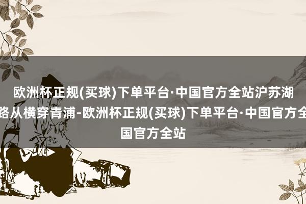 欧洲杯正规(买球)下单平台·中国官方全站沪苏湖铁路从横穿青浦-欧洲杯正规(买球)下单平台·中国官方全站