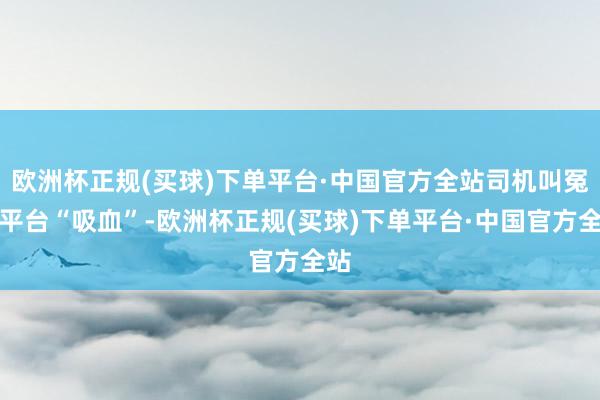 欧洲杯正规(买球)下单平台·中国官方全站司机叫冤：平台“吸血”-欧洲杯正规(买球)下单平台·中国官方全站