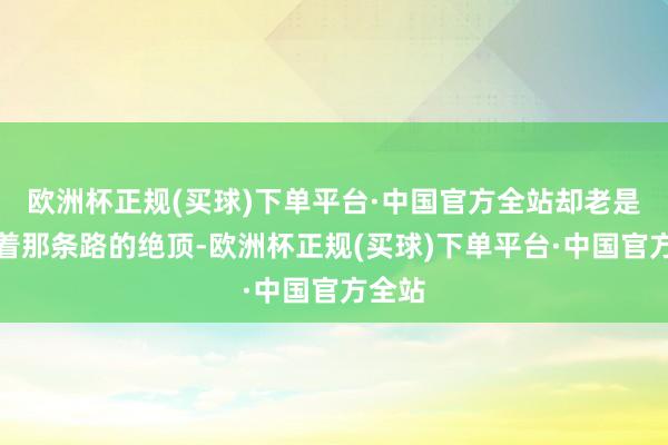 欧洲杯正规(买球)下单平台·中国官方全站却老是摸不着那条路的绝顶-欧洲杯正规(买球)下单平台·中国官方全站