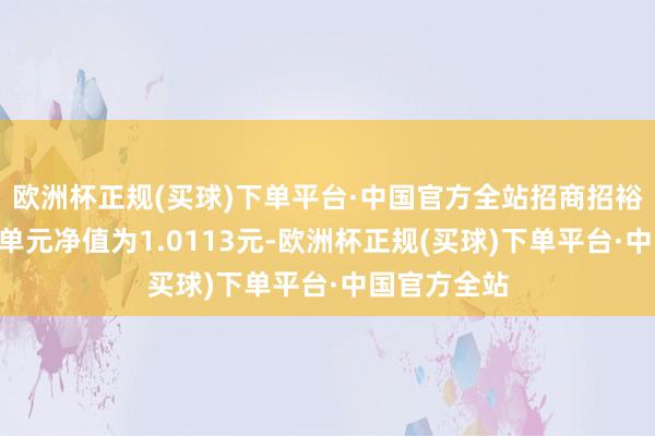 欧洲杯正规(买球)下单平台·中国官方全站招商招裕纯债A最新单元净值为1.0113元-欧洲杯正规(买球)下单平台·中国官方全站