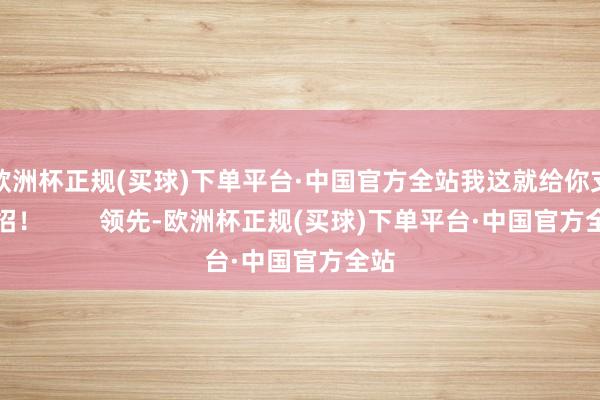 欧洲杯正规(买球)下单平台·中国官方全站我这就给你支几招！        领先-欧洲杯正规(买球)下单平台·中国官方全站