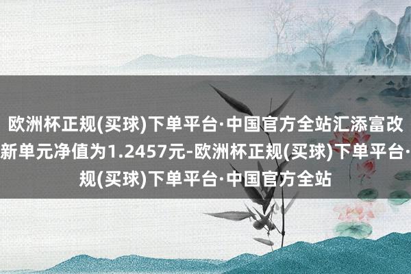 欧洲杯正规(买球)下单平台·中国官方全站汇添富改革医药夹杂最新单元净值为1.2457元-欧洲杯正规(买球)下单平台·中国官方全站