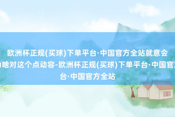 欧洲杯正规(买球)下单平台·中国官方全站就意会了她为啥对这个点动容-欧洲杯正规(买球)下单平台·中国官方全站