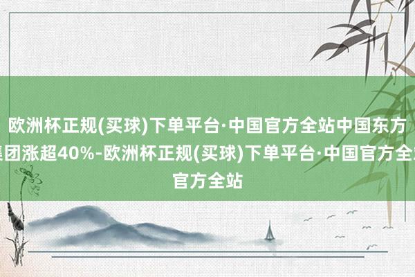 欧洲杯正规(买球)下单平台·中国官方全站中国东方集团涨超40%-欧洲杯正规(买球)下单平台·中国官方全站